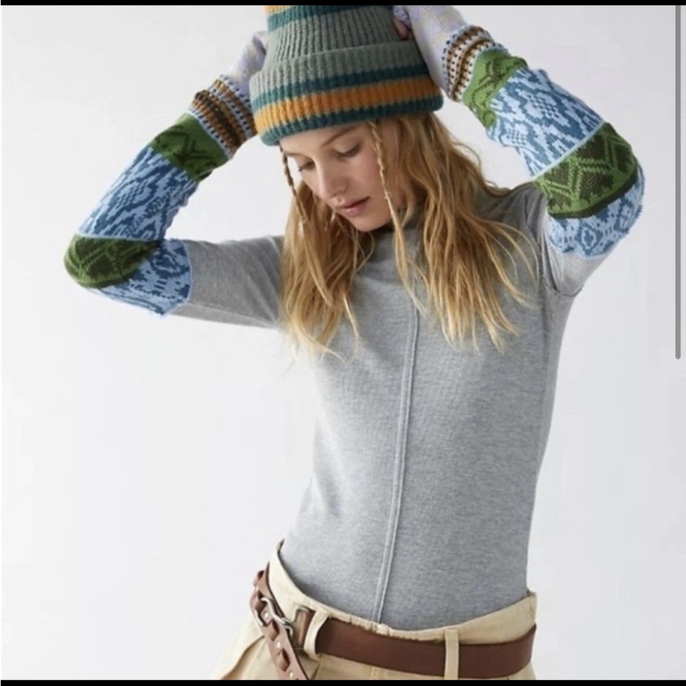 NWOT We the Free People Gorgeous Cuffs Thermal gray multicolor knit XS